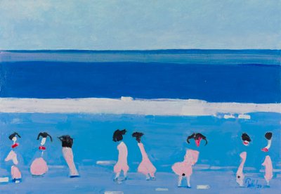 Pink Figures Blue Beach by Mr PETTO