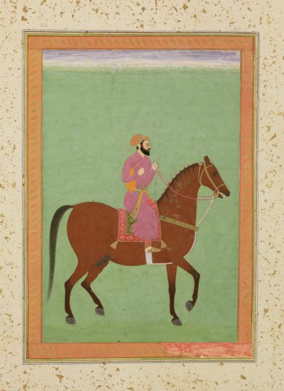 A Mughal Amir on Horseback, c.1670-80, from the Large Clive Album by Mughal School