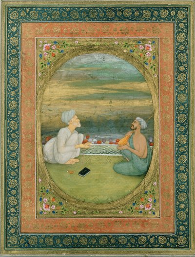 A Mullah and a Musician by Mughal School