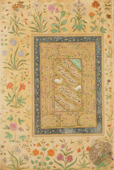 Calligraphy by the Iranian master Ali al-Mashhadi in a Mughal mount by Mughal School