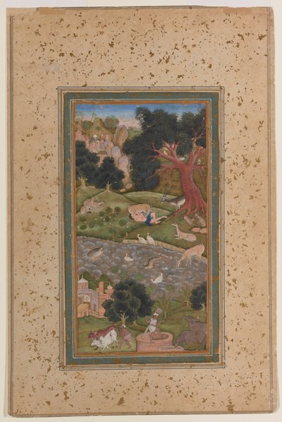 Majnun in the Wilderness by Mughal School