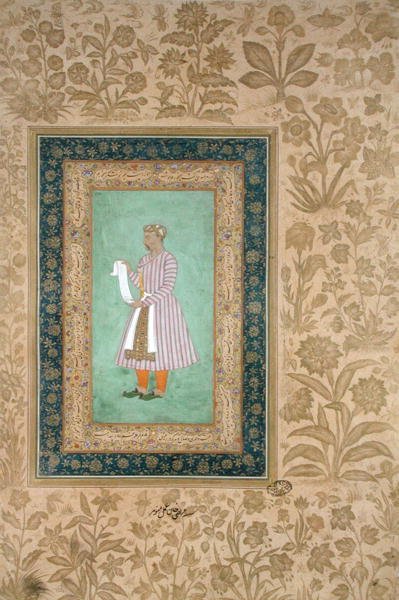 Portrait of Murtaza Khan holding a scroll, c.1610 by Mughal School