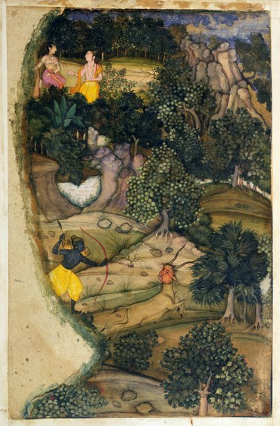 Rama Chasing the Golden Deer, from the Ramayana, 1600 by Mughal School