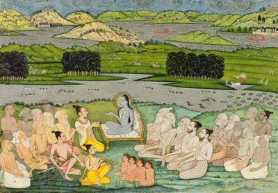 The sage Shuku Deva addressing King Parikshit & a group of Sadhus by Mughal School