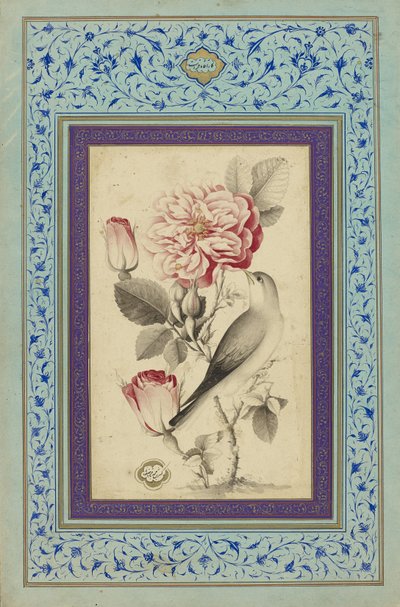 Roses and Nightingale, late 18th century by Muhammad Baqir