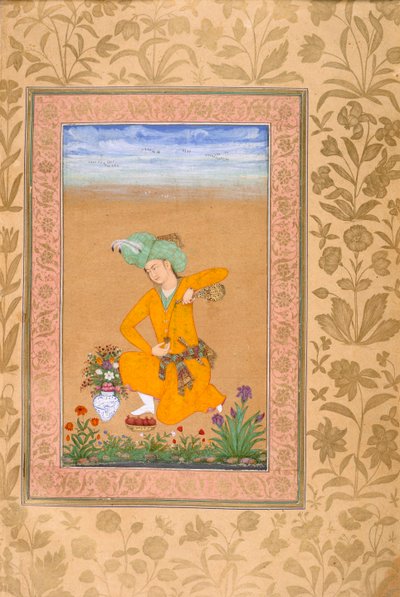 A Prince Dressed in Persian-Style Costume Pouring Wine by Muhammad Khan
