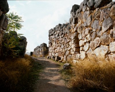 Mycenian art: access to the upper fortress of the Mycenian citadel, Tirynthe city, around 1200 BC by Mycenaean