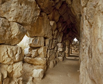 Mycenaean Art: Covered Passage of the Mycenaean Citadel, Tiryns City, around 1200 BC. Greece by Mycenaean