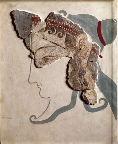 Feminine Head (Fragment of Fresco from the Palace of Tiryns) by Mycenaean