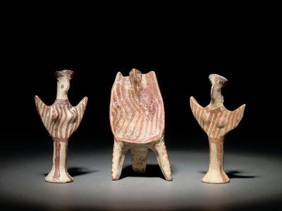 Psi figure, throne with seated figure, and Psi figure, c.1300-1200 BC by Mycenaean
