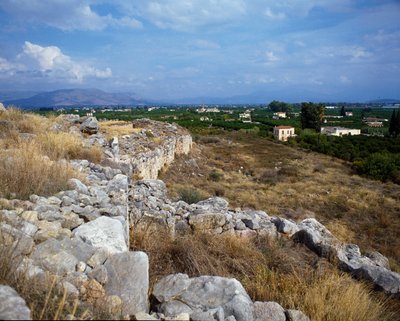 Ruins of the fortress of the citadel: site of the ancient city of Tiryns, around 1200 BC. Greece by Mycenaean