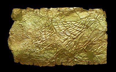 Sheet Gold Cover for Glass Vase-Shaped Plaque by Mycenaean
