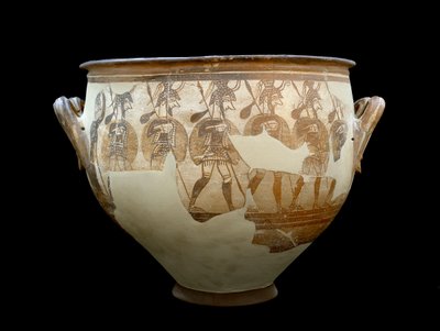 Mycenaean Art: Crater of the Warriors - Terracotta vase found at Mycenae by Mycenaean Mycenaean