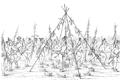 Medicine Men Dance Around a Cooking Pot Giving Thanks to the Great Spirit by Myers and Co