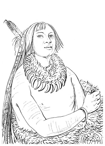 Portrait of He Who Rushes Through the Middle, Native American Man, 1841 by Myers and Co
