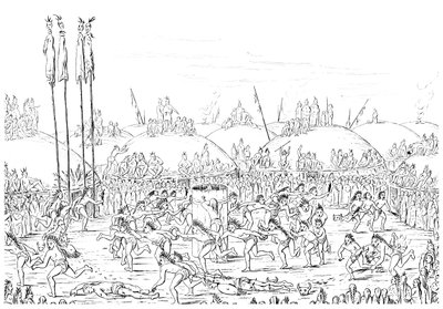 Religious Ceremony, Mandan Village by Myers and Co
