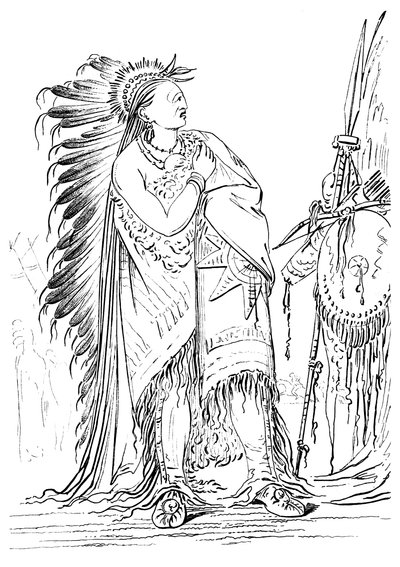 Two Crows, Native American Male of the Minataree Tribe, 1841 by Myers and Co