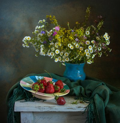 Wildflowers and Strawberries by Mykhailo Sherman
