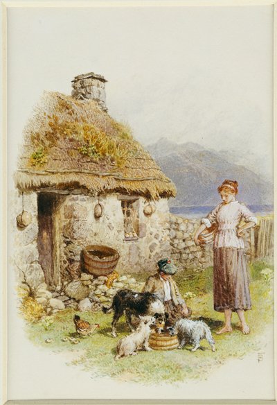 A Highland Cottage by Myles Birket Foster