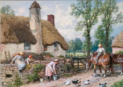 A Wayside Encounter: Ducks on a Country Road by Myles Birket Foster