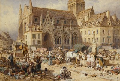 At Gervaise, Falaise: Market Day by Myles Birket Foster