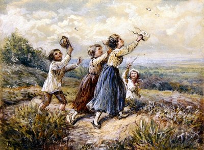 Children Chasing Butterflies by Myles Birket Foster