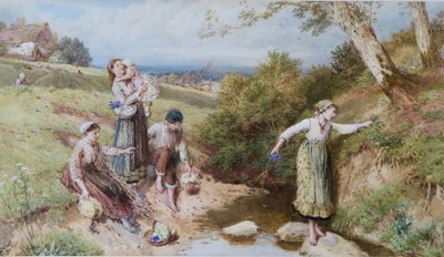 Gathering Primroses and Spring Flowers by Myles Birket Foster