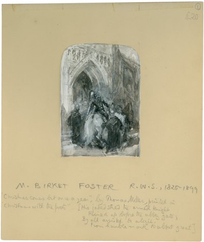 His Jaded Steed the Armed Knight Reined Up Before the Abbey Gate by Myles Birket Foster