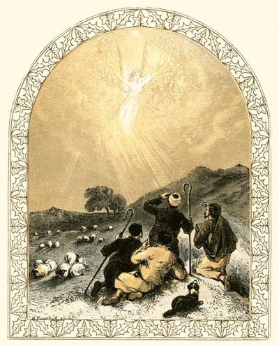 Shepherds and angel by Myles Birket Foster