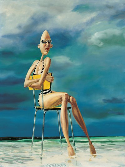 Whimsical Swimmer Seated by Myriam Feuilloley