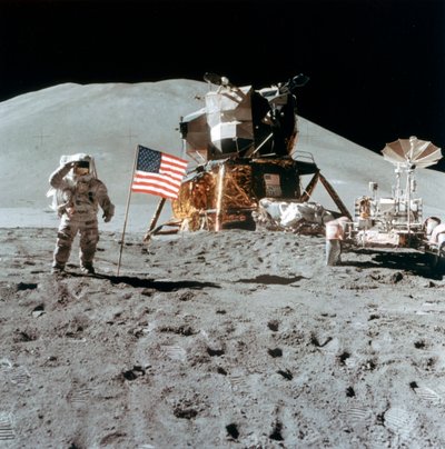 Astronaut James Irwin Gives a Salute on the Moon, 1971 by NASA Images