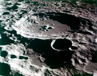 Close-up View of a Crater on the Surface of the Moon by NASA Images