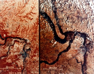 Earth from Space - The Mississippi River and St Louis, USA, c1980s by NASA Images