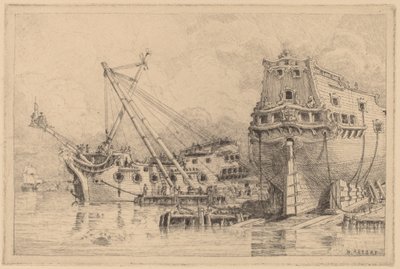 Two Large Ships under Construction by N. Artsay