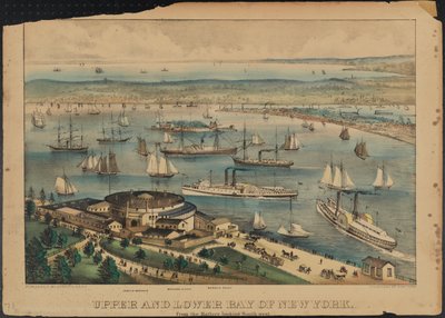 Upper and Lower Bay of New York, c.1881 by Nathaniel Currier