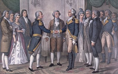 The First Meeting of General George Washington and the Marquis de La Fayette, Philadelphia, 3 August 1777, published in 1876 by N. and Ives J.M. (after) Currier
