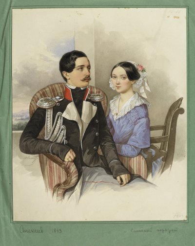 Portrait of Count Jakov Karlovich Sievers and Countess Vera Mikhaylovna by N. M. Alexeyev