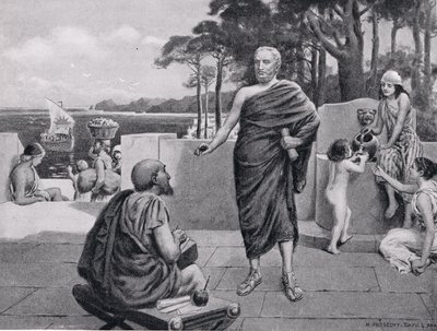 Thucydides in Exile, illustration from Hutchinsons History of the Nations, 1915 by N. Prescott Davies