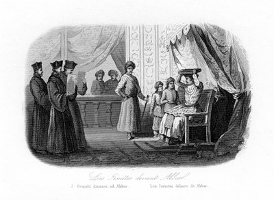 Jesuits in front of Akbar by N. Remond