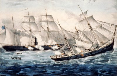U.S. sloop of war off Cherbourg, France, Sunday June 19th, 1864 by N. Currier and Ives J.M.