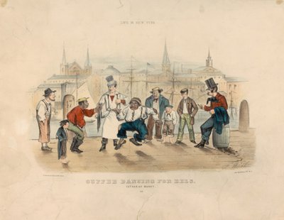 Cuffee Dancing for Eels – Catharine Market (Life in New York) by Currier and Ives