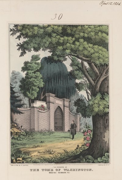 La Fayette at the Tomb of Washington - Mount Vernon Va. 1845 by Currier and Ives