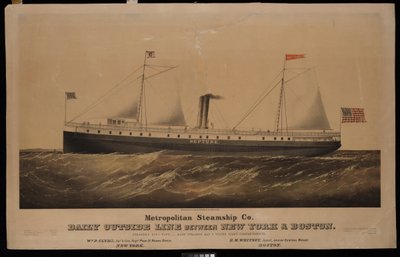 Metropolitan Steamship Co. Daily Outside Line between New York & Boston... Neptune by N. and Ives J.M. (1824 95) Currier