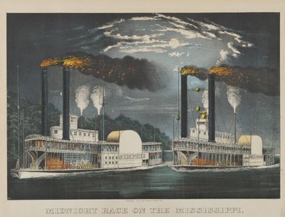 Midnight Race on the Mississippi by Currier and Ives