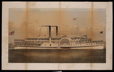 Paddle Steamer City of Troy Citizens Line Troy and Saratoga by N. and Ives J.M. (1824 95) Currier