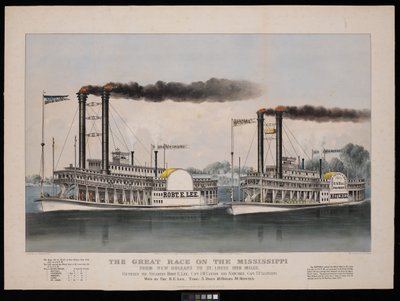 The Great Race on the Mississippi from New Orleans to St. Louis by N. and Ives J.M. (1824 95) Currier