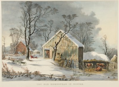 The Old Homestead in Winter by Currier and Ives