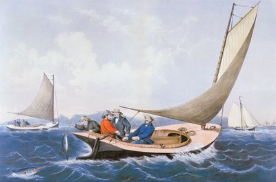 Trolling for blue fish off the coast of Maine by Currier and Ives