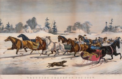 "Trotting Cracks" on the Snow by Currier and Ives