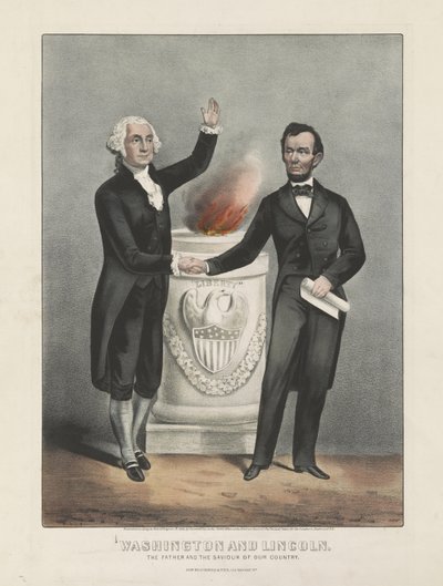 Washington and Lincoln. The Father and the Saviour of Our Country by Currier and Ives